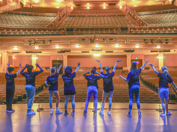 Students on stage